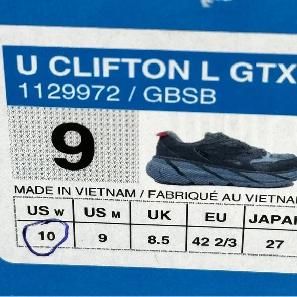 NWT Hoka Clifton Leather Gore-Tex Waterproof Unisex Goblin Stone Blue GBSB shoes